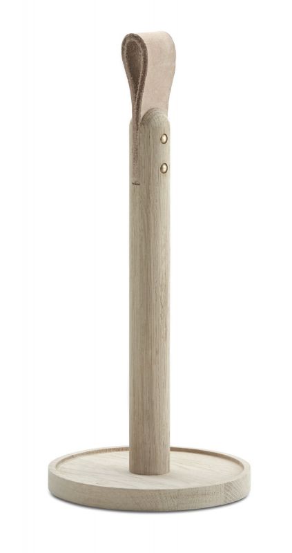 Norr Küchenrollenhalter aus hellem Holz mit Ledergriff von Skagerak by Fritz Hansen.